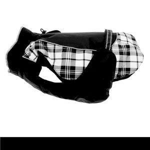 Alpine All-Weather Dog Coat black and white plaid.